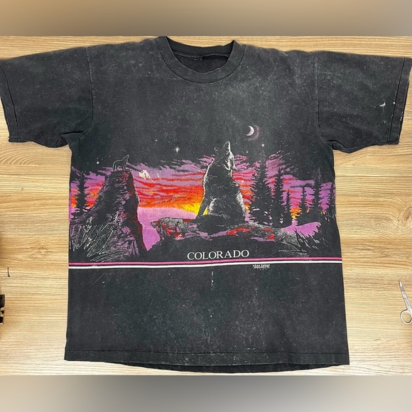 Vintage Other - Vintage 90s Colorado Wrap Around Lightning Nature Single Stitch Shirt L/XL USA